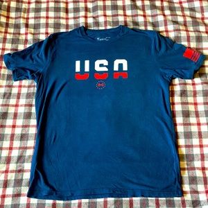 Men's Large Blue USA SS Shirt Under Armour LG Loose HEATGEAR
